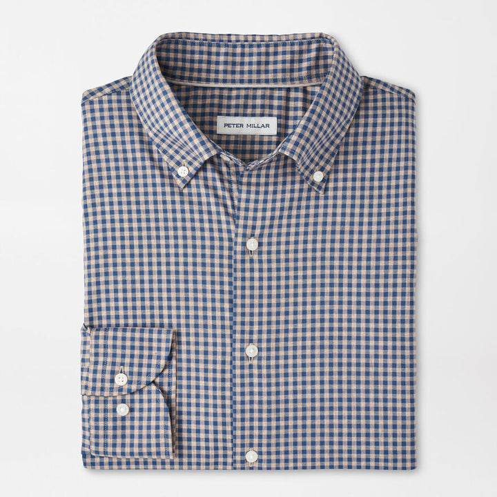 Peter Millar Men's Classic Fit Conway Crown Lite Cotton-Stretch Sport Shirt - POPLAR BROWN