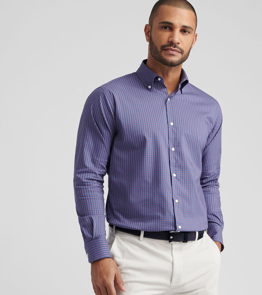 Peter Millar Men's Classic Fit Conway Crown Lite Cotton-Stretch Sport Shirt - PARISIAN FIG