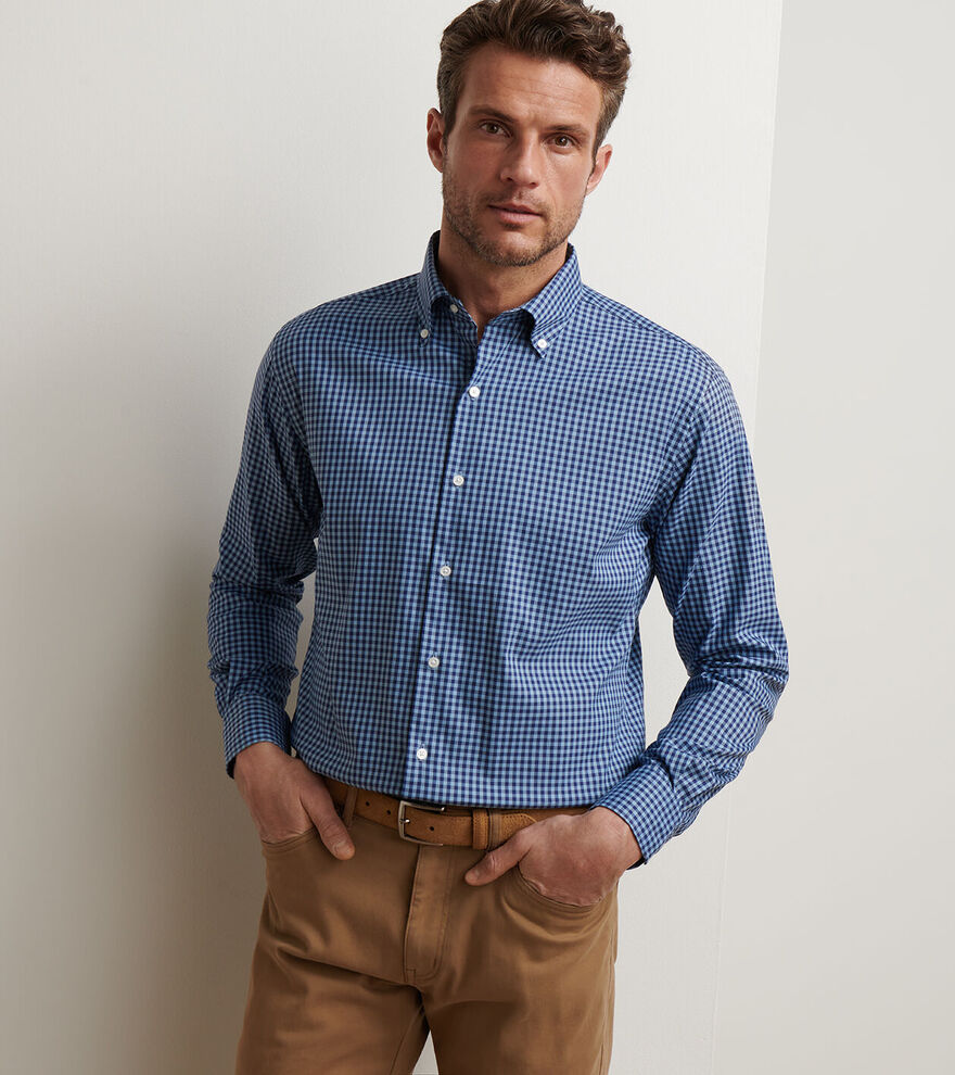 Peter Millar Men's Classic Fit Conway Crown Lite Cotton-Stretch Sport Shirt - RUDDY BLUE