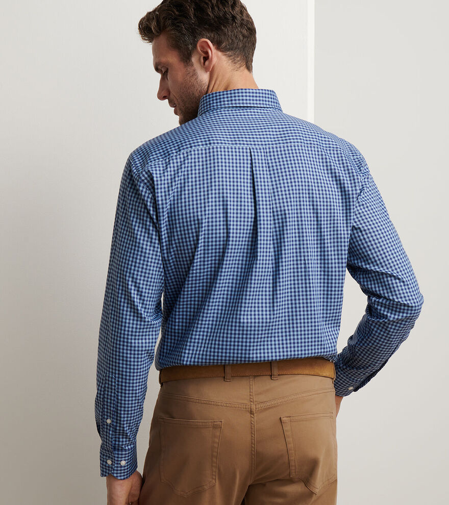 Peter Millar Men's Classic Fit Conway Crown Lite Cotton-Stretch Sport Shirt - RUDDY BLUE