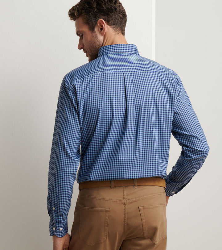 Peter Millar Men's Classic Fit Conway Crown Lite Cotton-Stretch Sport Shirt - RUDDY BLUE