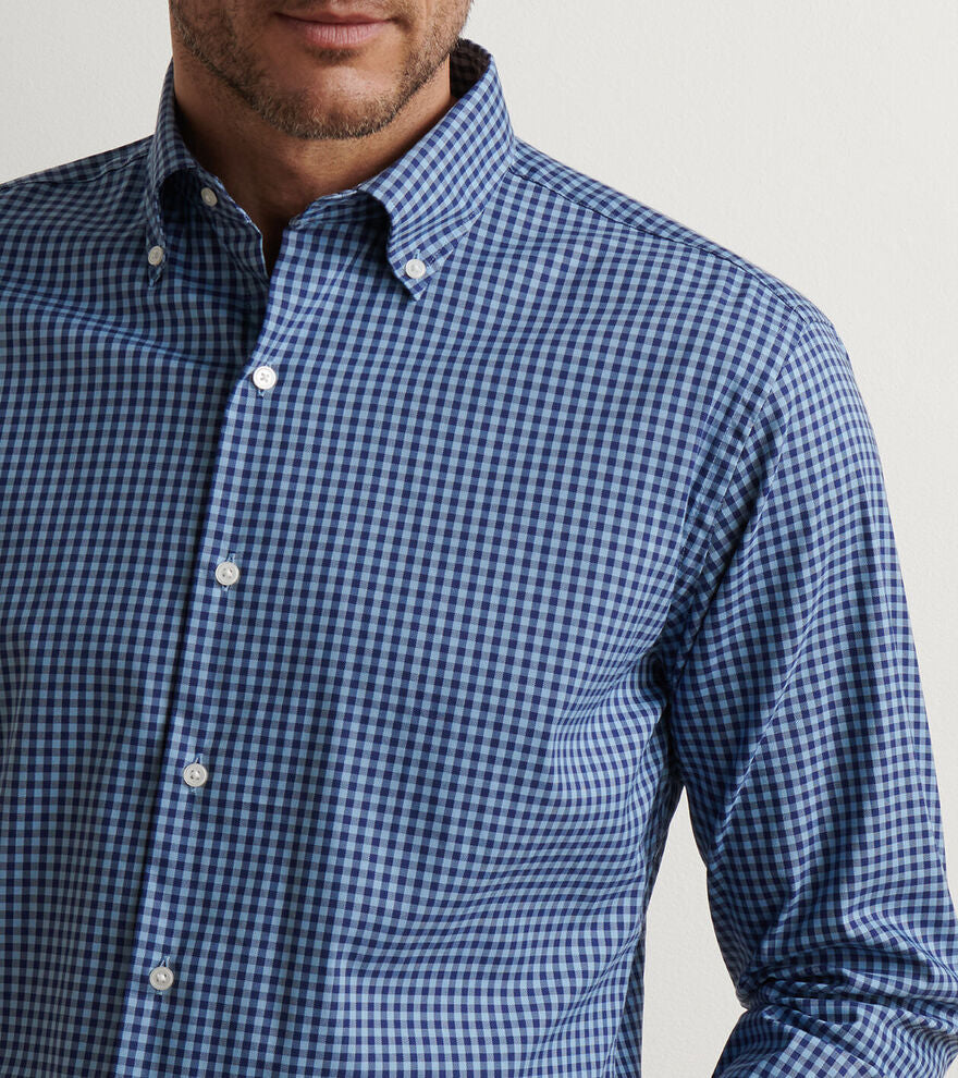 Peter Millar Men's Classic Fit Conway Crown Lite Cotton-Stretch Sport Shirt - RUDDY BLUE