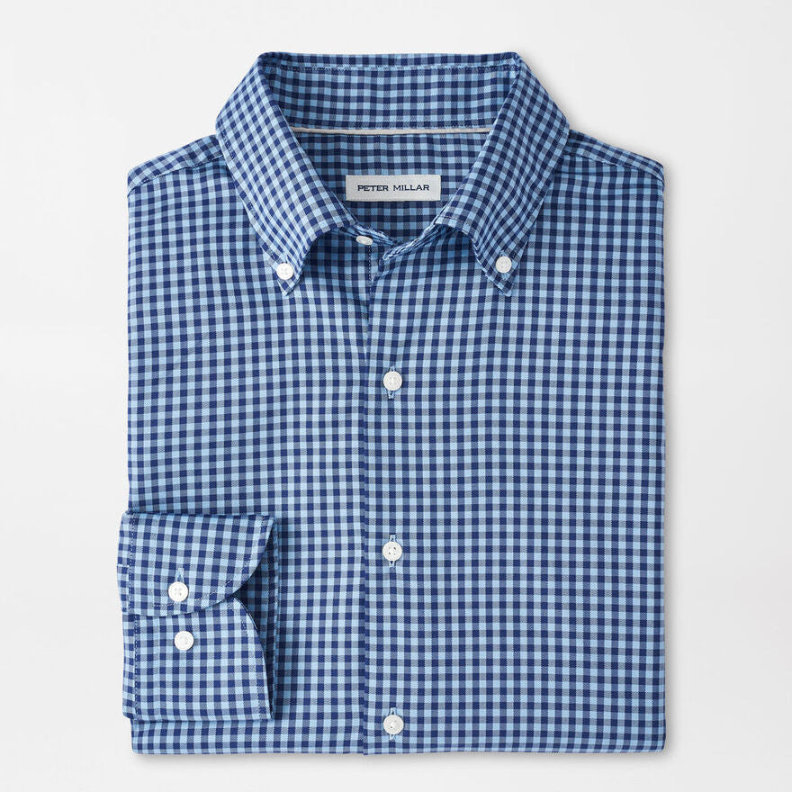Peter Millar Men's Classic Fit Conway Crown Lite Cotton-Stretch Sport Shirt - RUDDY BLUE