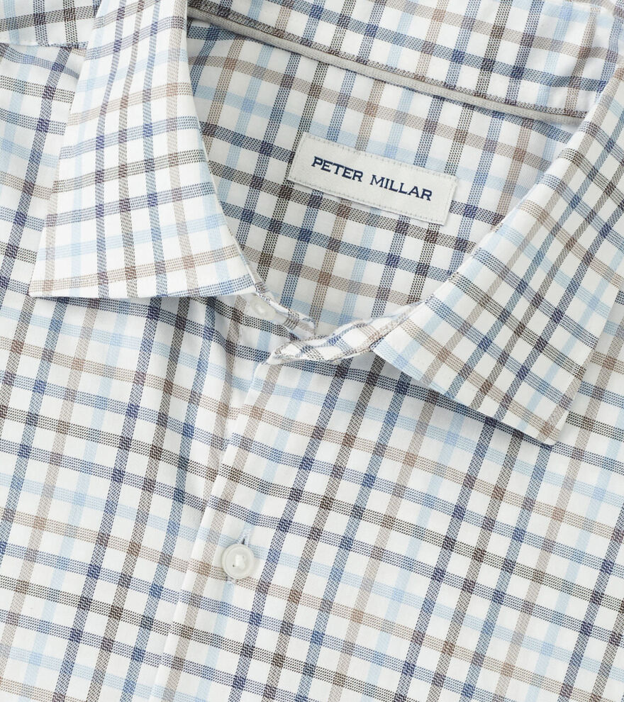 Peter Millar Men's Classic Fit North Coast Crown Lite Cotton-Stretch Sport Shirt  - BLUE HAZE