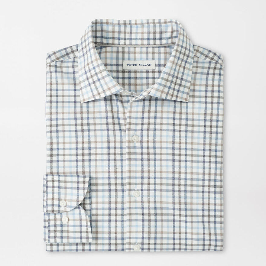 Peter Millar Men's Classic Fit North Coast Crown Lite Cotton-Stretch Sport Shirt  - BLUE HAZE
