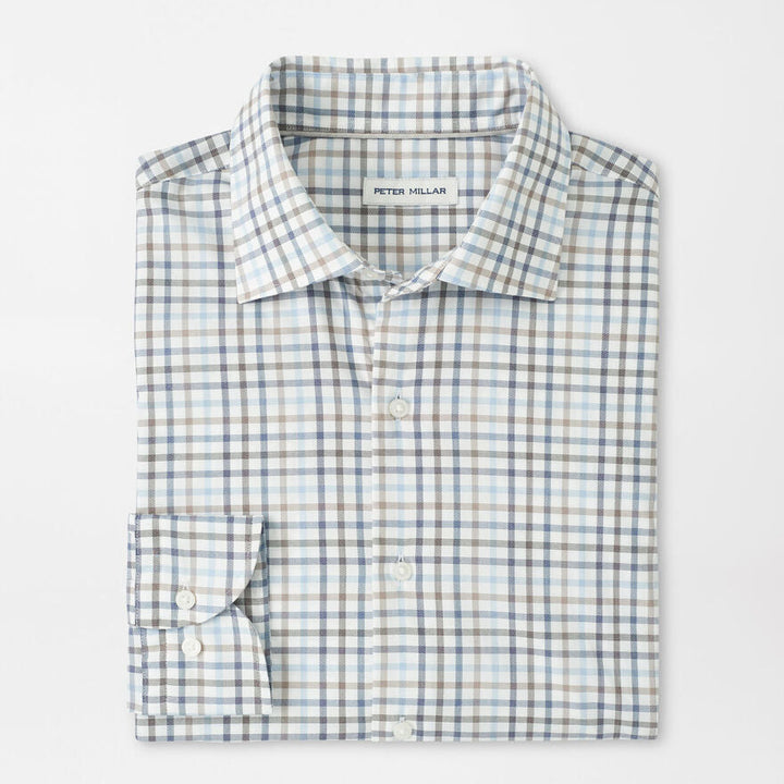 Peter Millar Men's Classic Fit North Coast Crown Lite Cotton-Stretch Sport Shirt  - BLUE HAZE