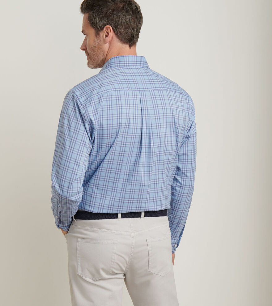 Peter Millar Men's Classic Fit Brevard Crown Lite Cotton-Stretch Sport Shirt - RUDDY BLUE
