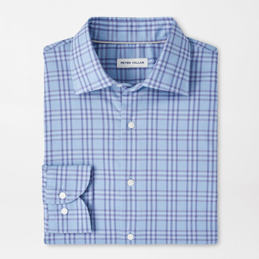 Peter Millar Men's Classic Fit Brevard Crown Lite Cotton-Stretch Sport Shirt - RUDDY BLUE