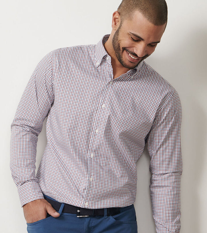 Peter Millar Men's Classic Fit Julian Crown Lite Cotton-Stretch Sport Shirt - NAVY