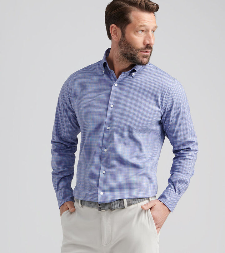 Peter Millar Men's Classic Fit Stowe Crown Lite Cotton-Stretch Sport Shirt - DEEP VIOLET