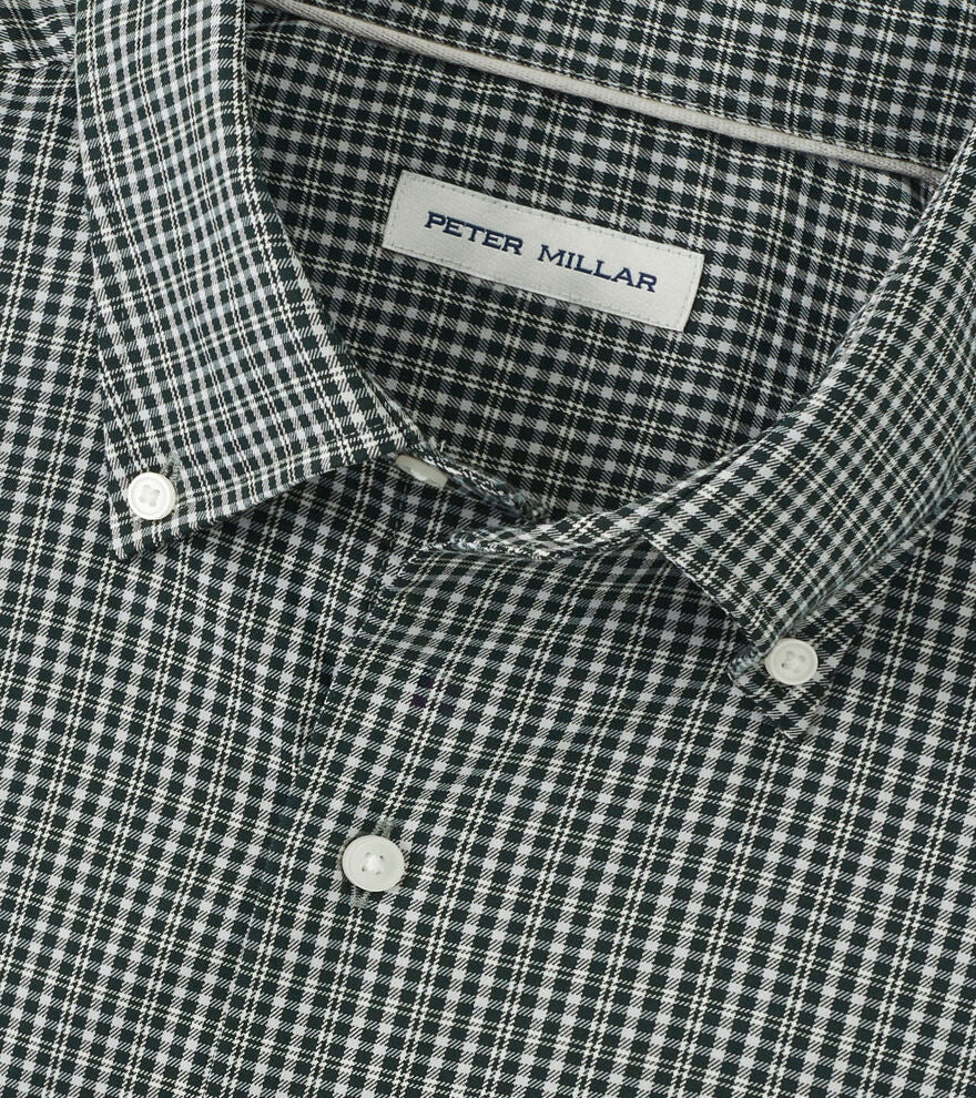 Peter Millar Men's Classic Fit Stowe Crown Lite Cotton-Stretch Sport Shirt - DEEP VERDANT
