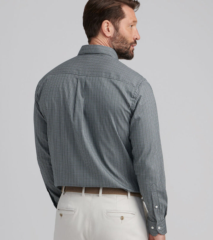 Peter Millar Men's Classic Fit Stowe Crown Lite Cotton-Stretch Sport Shirt - DEEP VERDANT