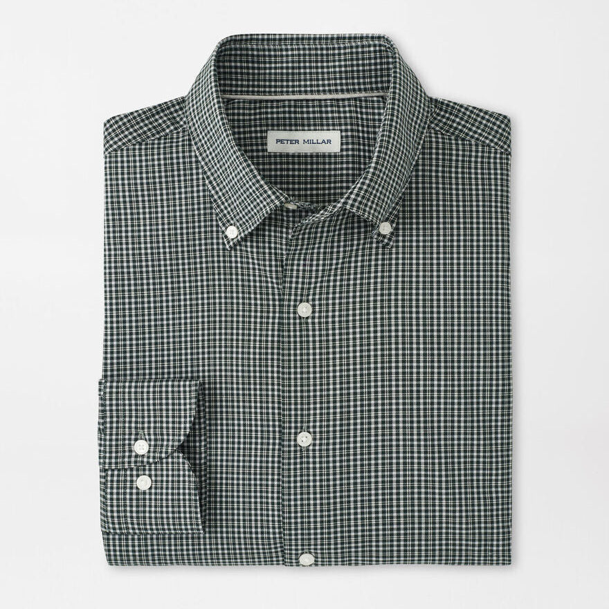 Peter Millar Men's Classic Fit Stowe Crown Lite Cotton-Stretch Sport Shirt - DEEP VERDANT