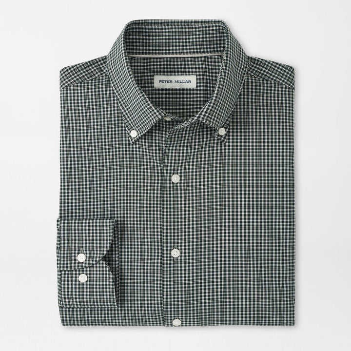 Peter Millar Men's Classic Fit Stowe Crown Lite Cotton-Stretch Sport Shirt - DEEP VERDANT