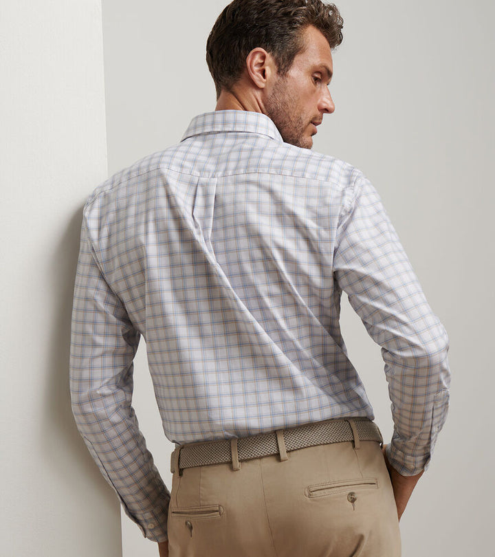 Peter Millar Men's Classic Fit Lenox Crown Lite Cotton-Stretch Sport Shirt - WHITE