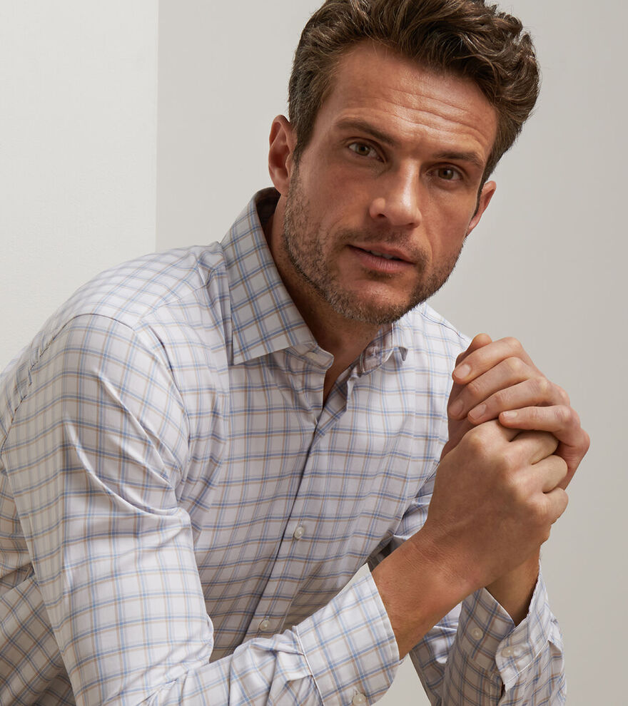 Peter Millar Men's Classic Fit Lenox Crown Lite Cotton-Stretch Sport Shirt - WHITE