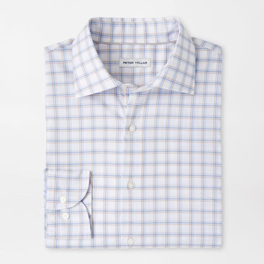 Peter Millar Men's Classic Fit Lenox Crown Lite Cotton-Stretch Sport Shirt - WHITE