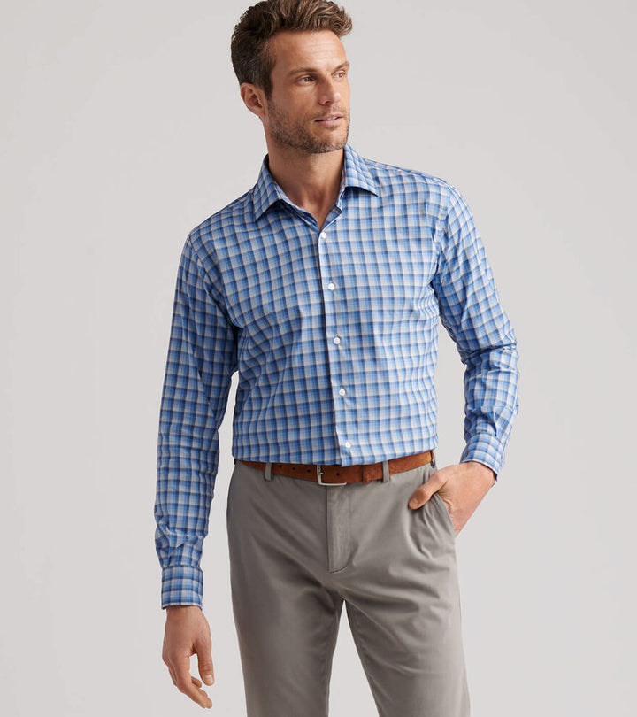 Peter Millar Men's Classic Fit Obispo Crown Lite Cotton-Stretch Sport Shirt - EVENING TIDE