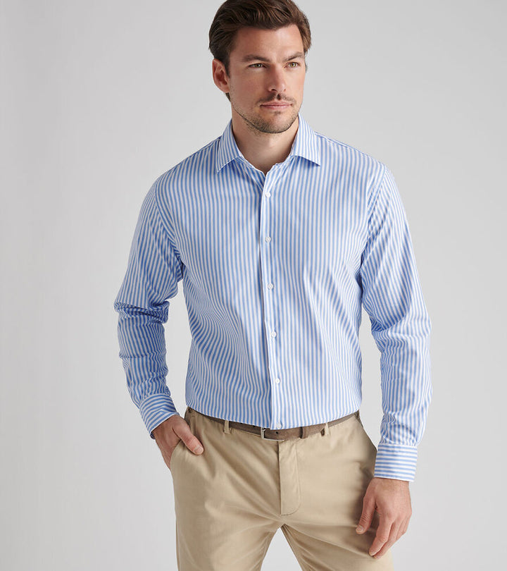 Peter Millar Men's Classic Fit Cannon Crown Lite Cotton-Stretch Sport Shirt - EVENING TIDE