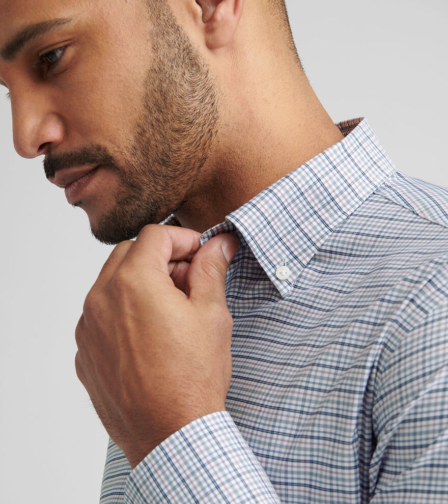 Peter Millar Men's Classic Fit Leavenworth Performance Twill Sport Shirt - BLUE HAZE