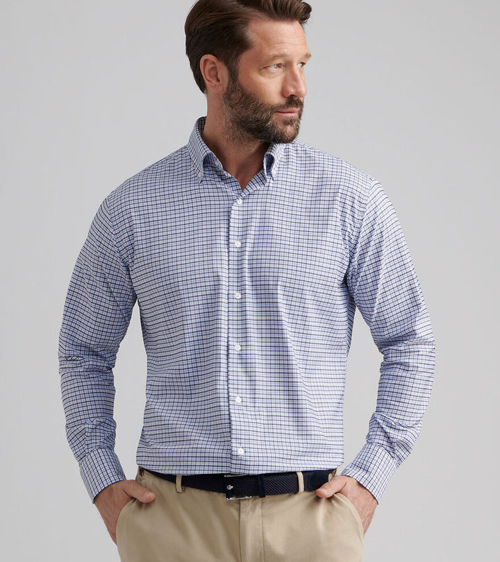 Peter Millar Men's Classic Fit Leavenworth Performance Twill Sport Shirt - EVENING TIDE