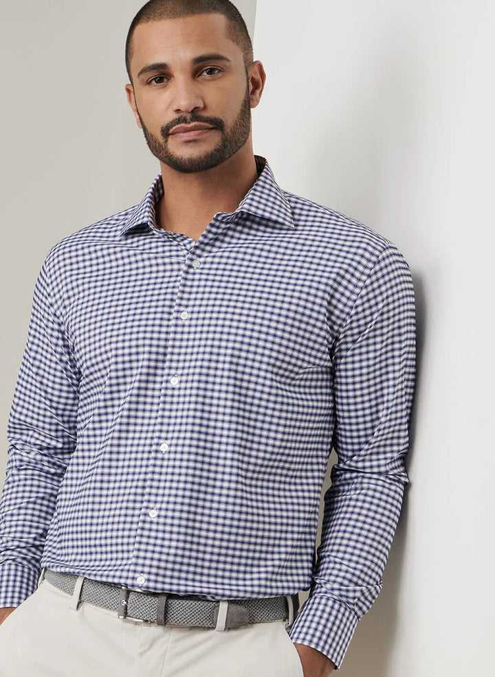 Peter Millar Men's Classic Fit Fairbanks Performance Twill Sport Shirt - NAVY