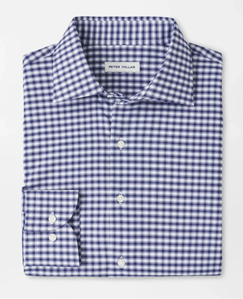 Peter Millar Men's Classic Fit Fairbanks Performance Twill Sport Shirt - NAVY