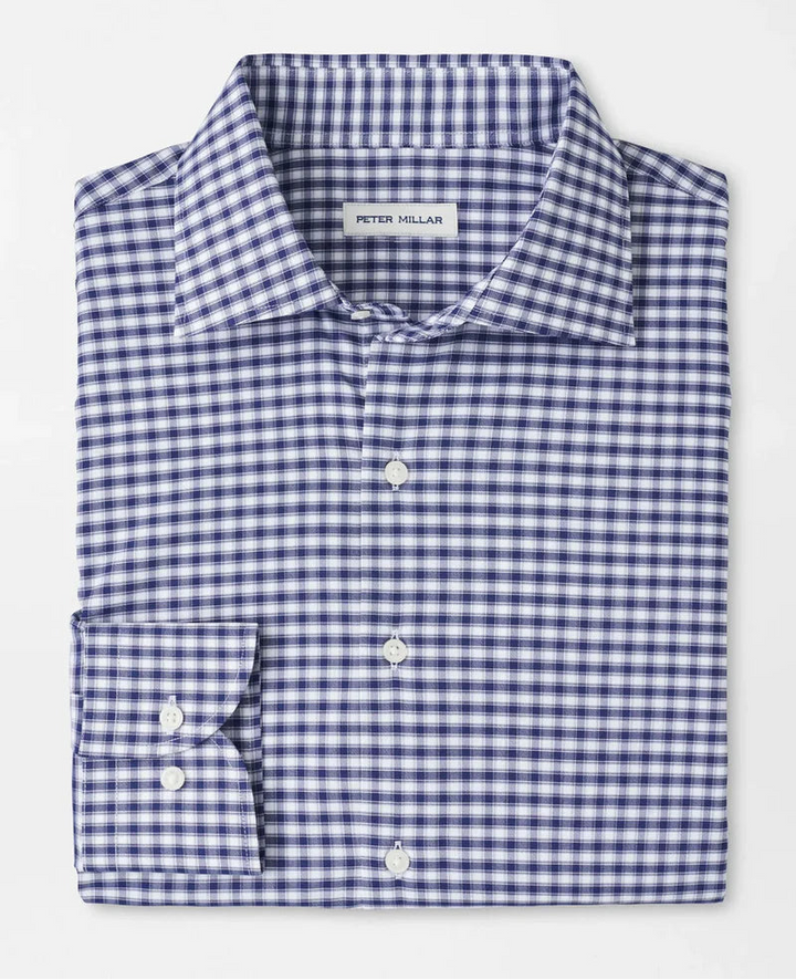 Peter Millar Men's Classic Fit Fairbanks Performance Twill Sport Shirt - NAVY