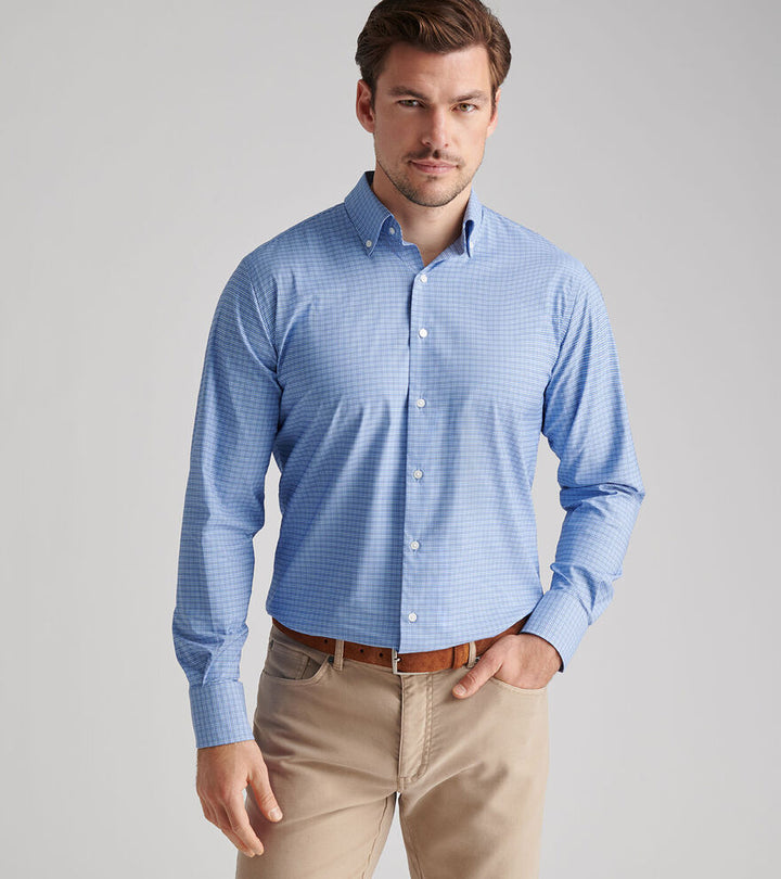 Peter Millar Men's Classic Fit Petaluma Performance Twill Sport Shirt - EVENING TIDE