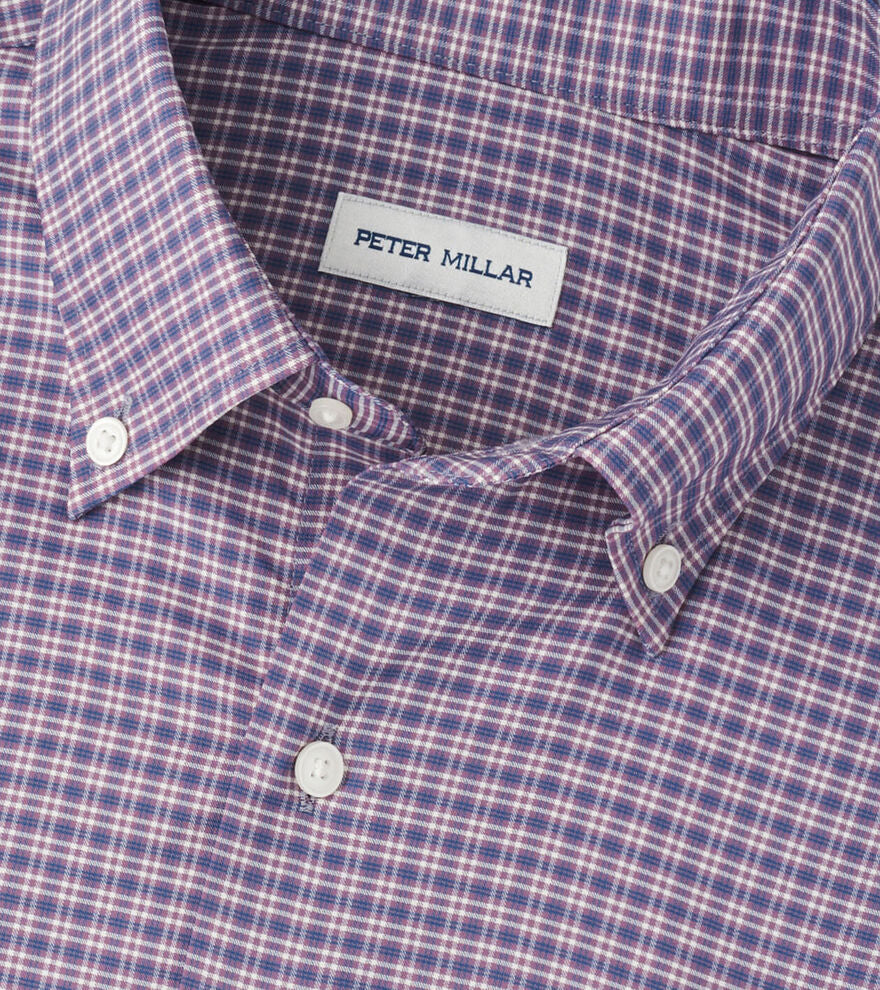 Peter Millar Men's Classic Fit Petaluma Performance Twill Sport Shirt - PARISIAN FIG