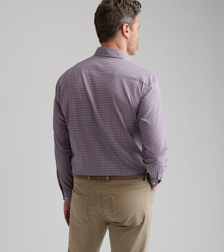Peter Millar Men's Classic Fit Petaluma Performance Twill Sport Shirt - PARISIAN FIG