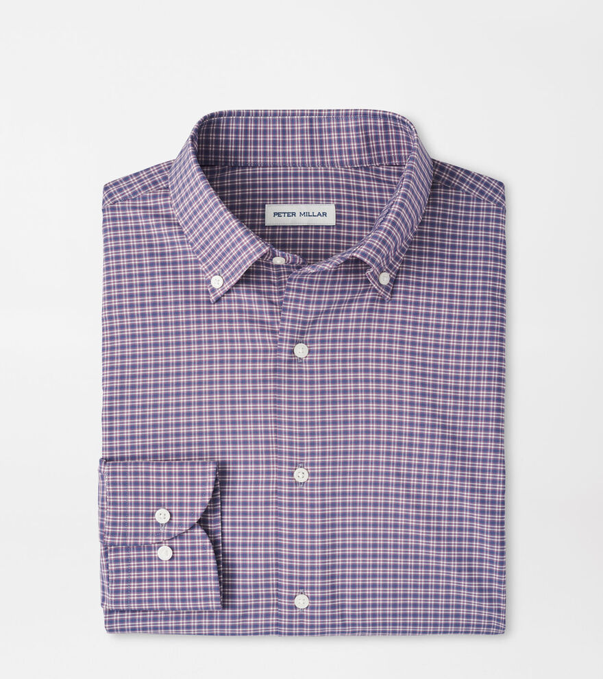 Peter Millar Men's Classic Fit Petaluma Performance Twill Sport Shirt - PARISIAN FIG