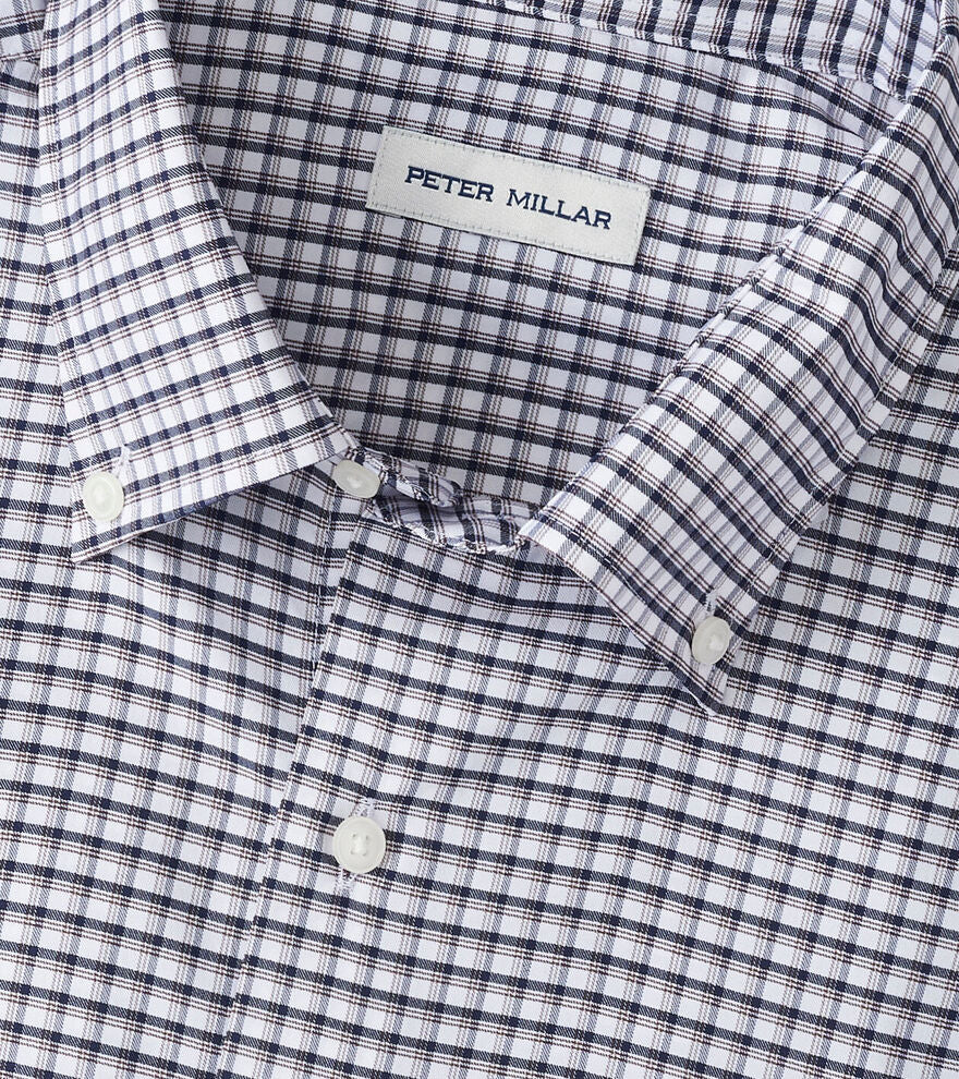 Peter Millar Men's Classic Fit Cashiers Performance Twill Sport Shirt - NAVY