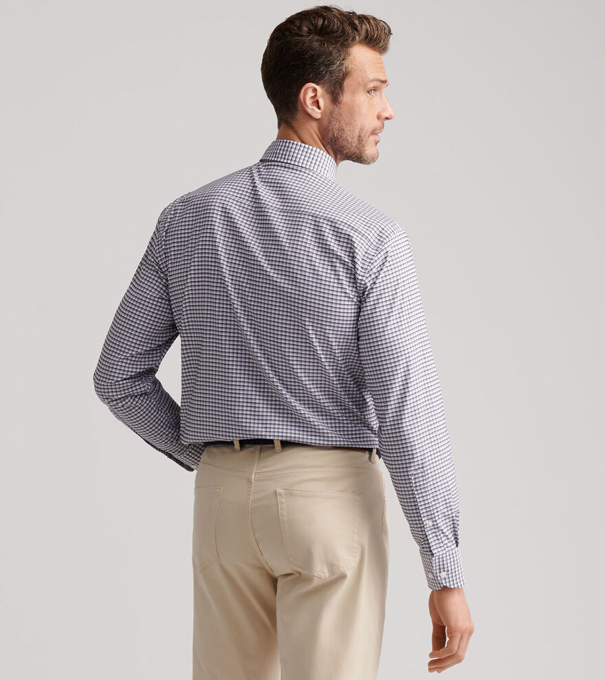 Peter Millar Men's Classic Fit Cashiers Performance Twill Sport Shirt - NAVY