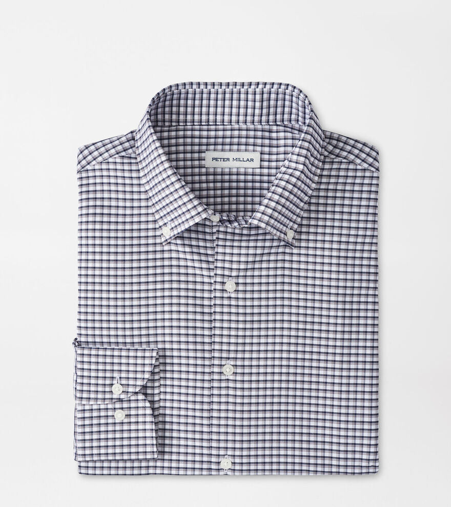 Peter Millar Men's Classic Fit Cashiers Performance Twill Sport Shirt - NAVY