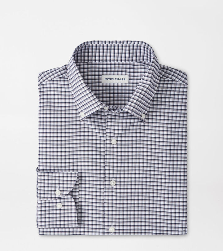 Peter Millar Men's Classic Fit Cashiers Performance Twill Sport Shirt - NAVY