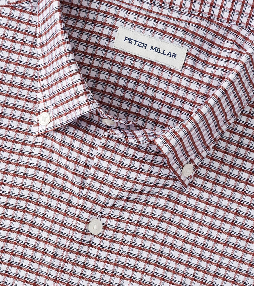 Peter Millar Men's Classic Fit Cashiers Performance Twill Sport Shirt - SPARROW RED