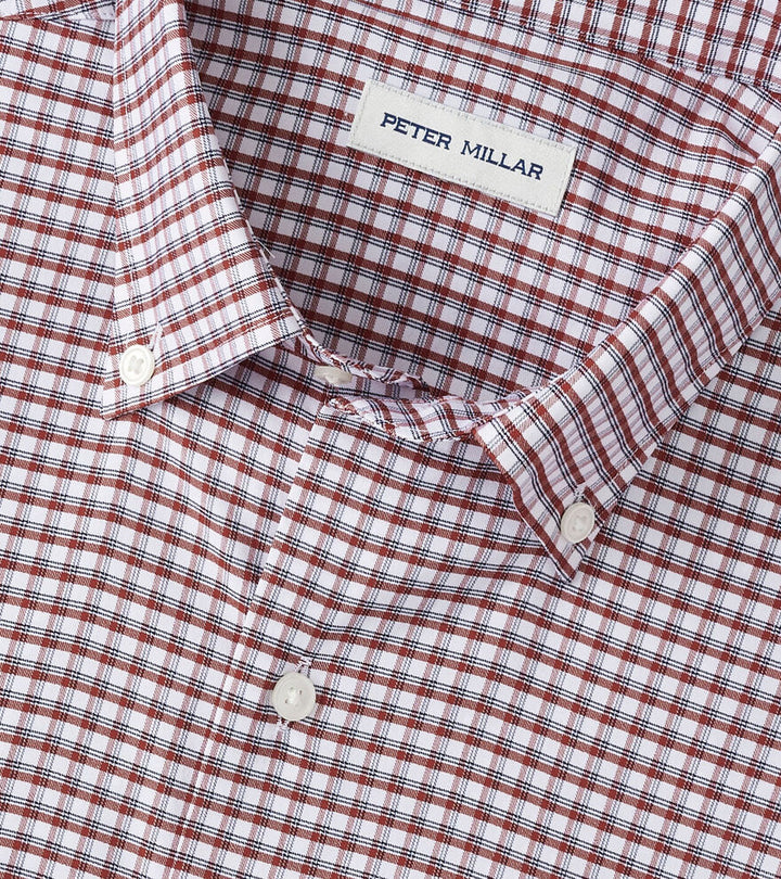 Peter Millar Men's Classic Fit Cashiers Performance Twill Sport Shirt - SPARROW RED