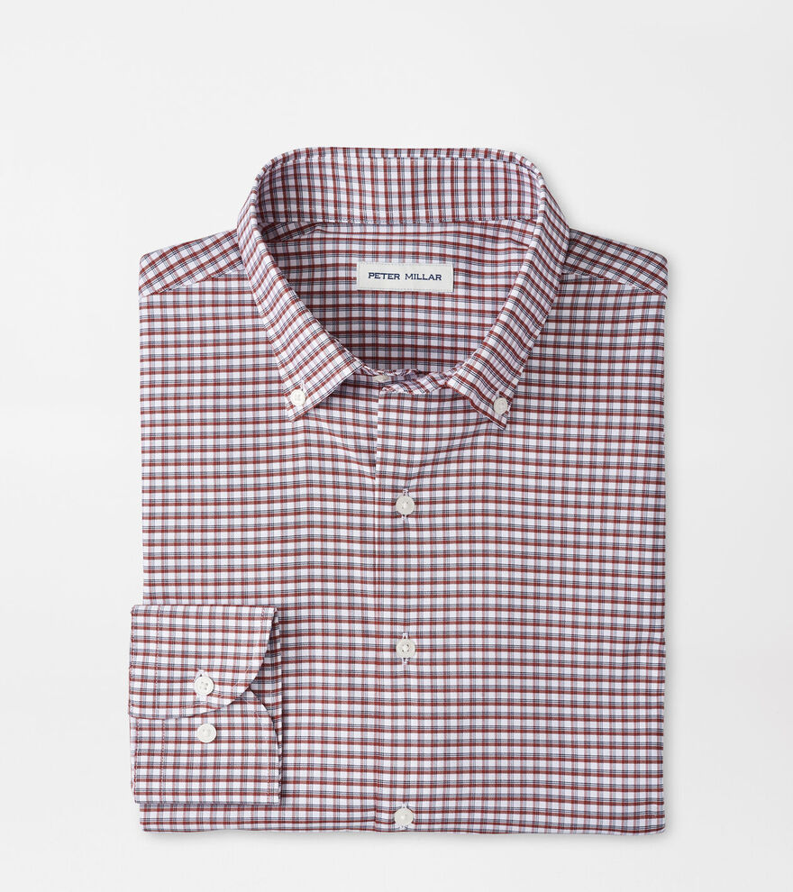 Peter Millar Men's Classic Fit Cashiers Performance Twill Sport Shirt - SPARROW RED