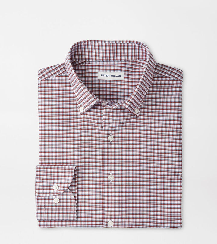 Peter Millar Men's Classic Fit Cashiers Performance Twill Sport Shirt - SPARROW RED