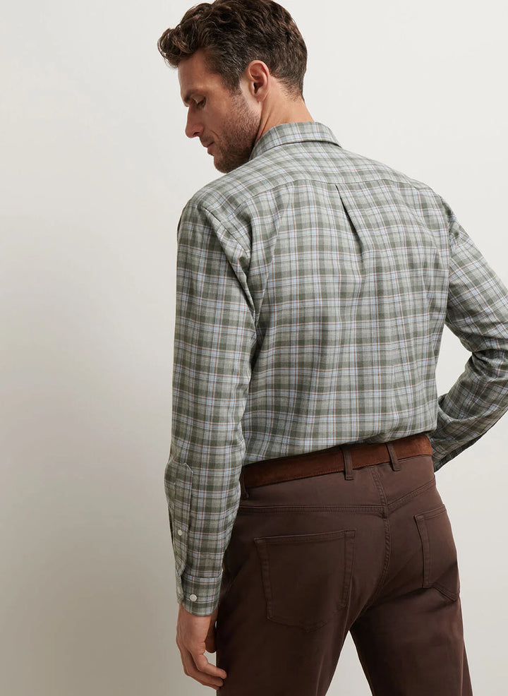 Peter Millar Men's Classic Fit Whitecap Performance Flannel Sport Shirt - BASIL