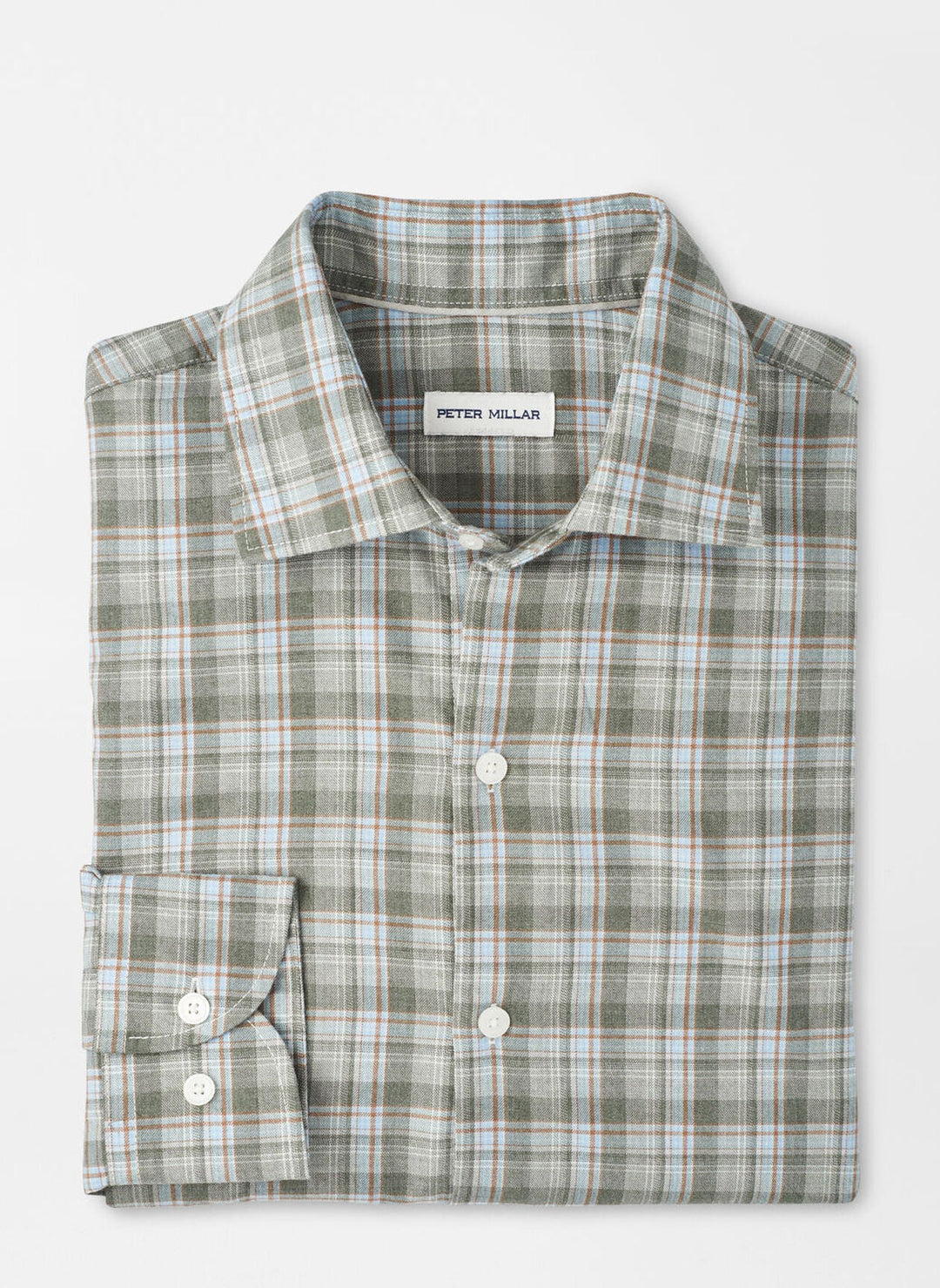 Peter Millar Men's Classic Fit Whitecap Performance Flannel Sport Shirt - BASIL