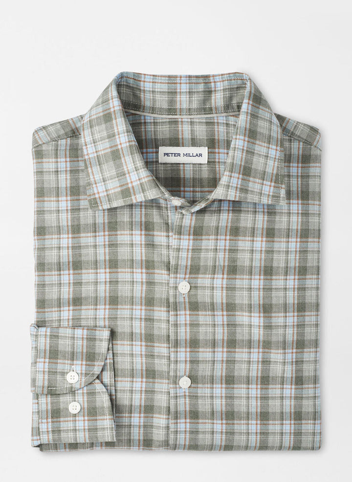 Peter Millar Men's Classic Fit Whitecap Performance Flannel Sport Shirt - BASIL