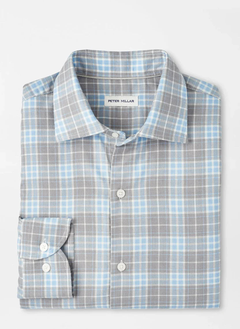 Peter Millar Men's Classic Fit Big Bear Performance Flannel Sport Shirt - GALE GREY
