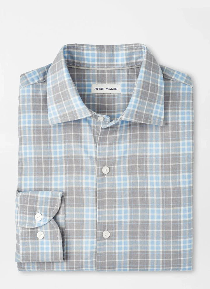 Peter Millar Men's Classic Fit Big Bear Performance Flannel Sport Shirt - GALE GREY