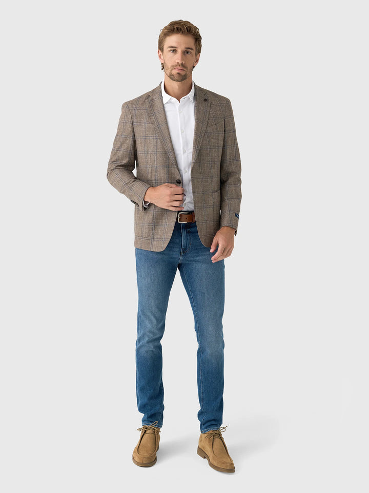 Peter Millar Men's Tailored Fit Leroy Windowpane Soft Jacket - WALNUT
