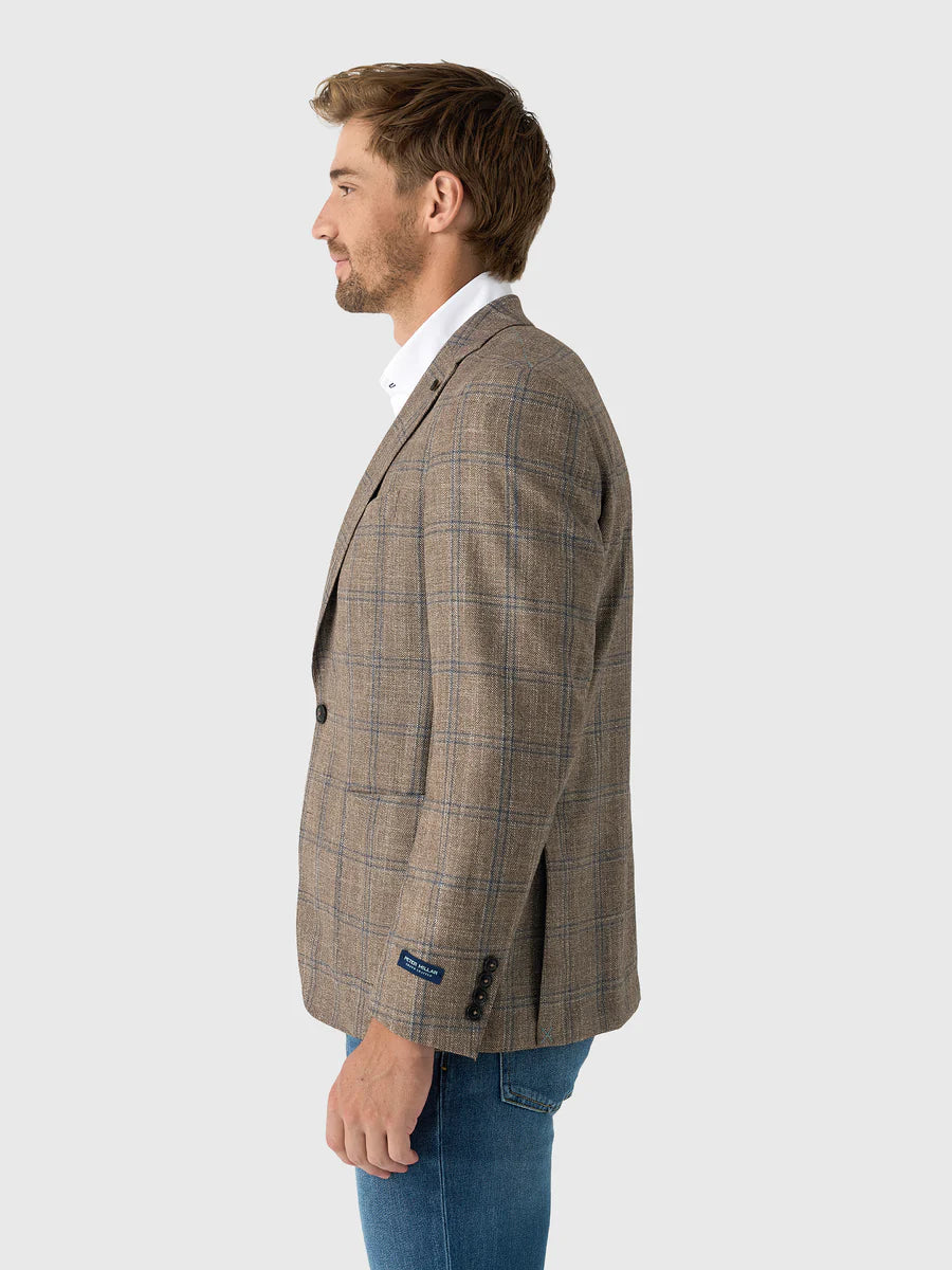 Peter Millar Men's Tailored Fit Leroy Windowpane Soft Jacket - WALNUT