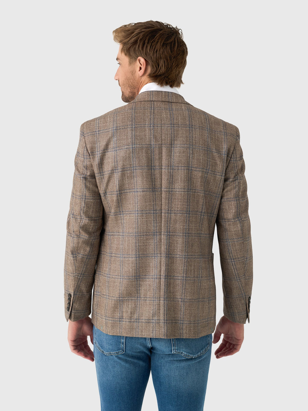 Peter Millar Men's Tailored Fit Leroy Windowpane Soft Jacket - WALNUT