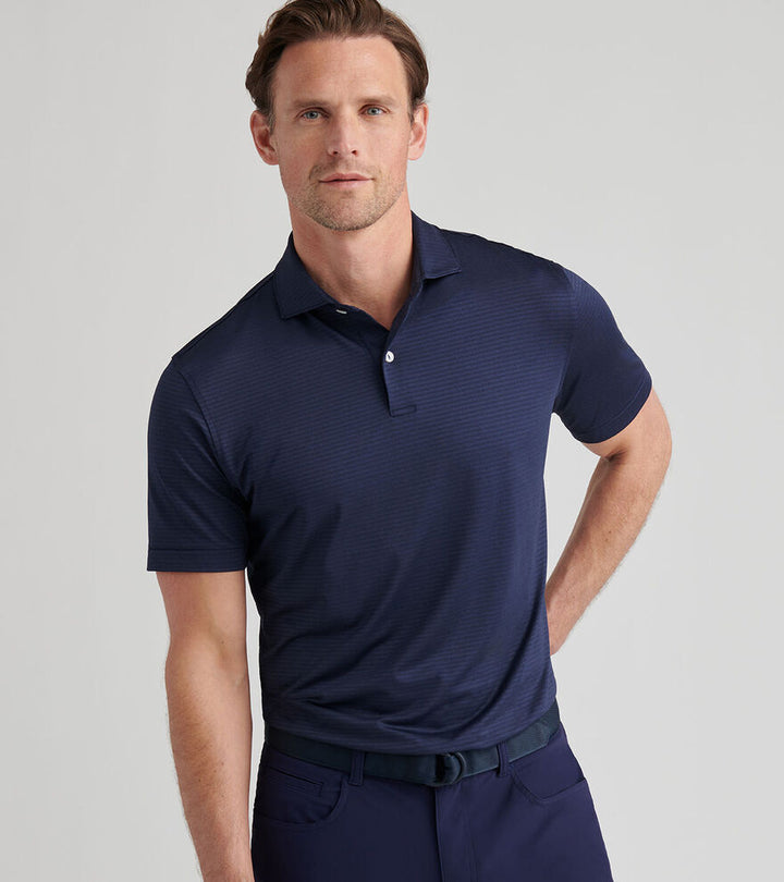 Peter Millar Men's Tailored Fit Empire Performance Jersey Polo - NAVY