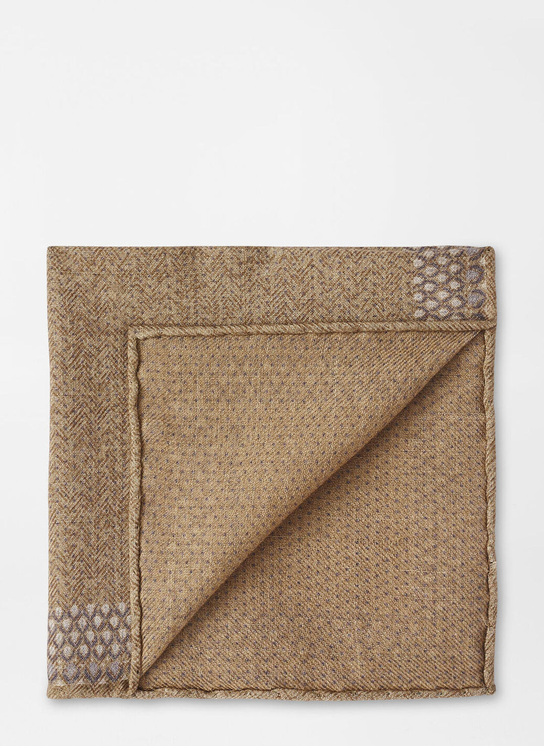 Peter Millar Mens Wells Pocket Square - CAMEL